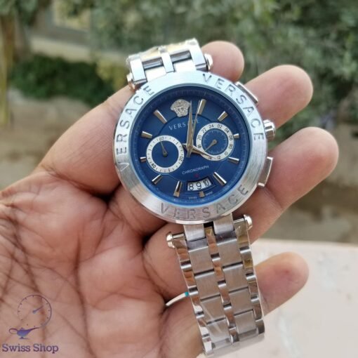 CHRONOGRAPH Blue DIAL SILVER CHAIN