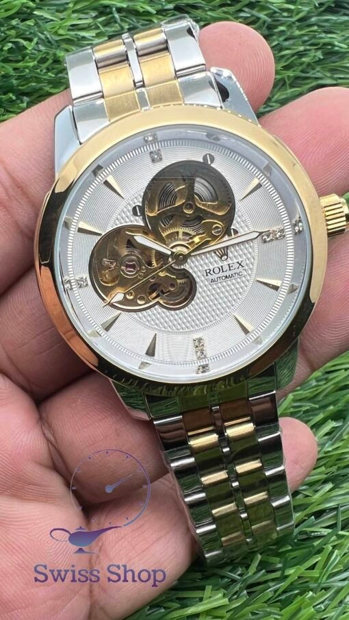 White Dial Skeleton Watch Automatic