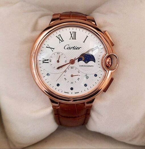 White Dial WITH ROSE GOLD CASE BROWN LEATHER STRAP