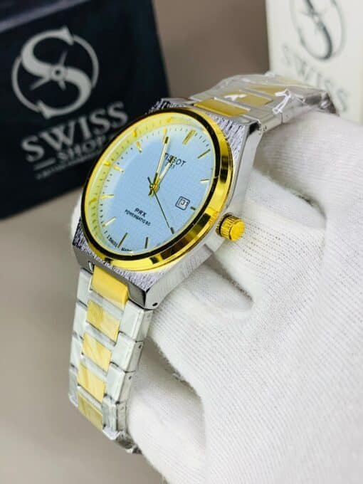 PRX Ice Blue Dial Golden & Silver Chain Watch - Image 3