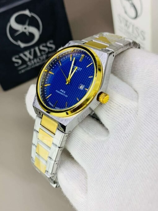 PRX Blue Dial Golden & Silver Chain Watch - Image 2