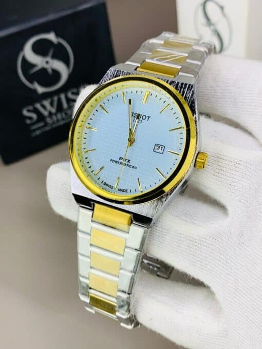 PRX Ice Blue Dial Golden & Silver Chain Watch