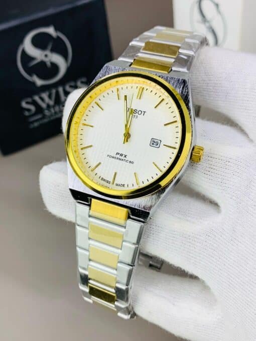 PRX White Dial Golden & Silver Chain Watch