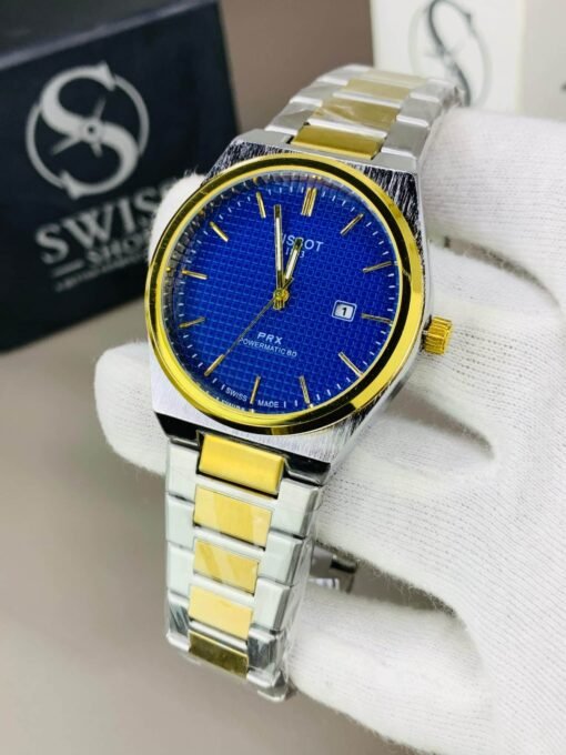 PRX Blue Dial Golden & Silver Chain Watch