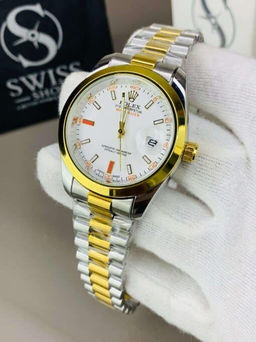 Milgauss White Dial With Silver And Golden Chain