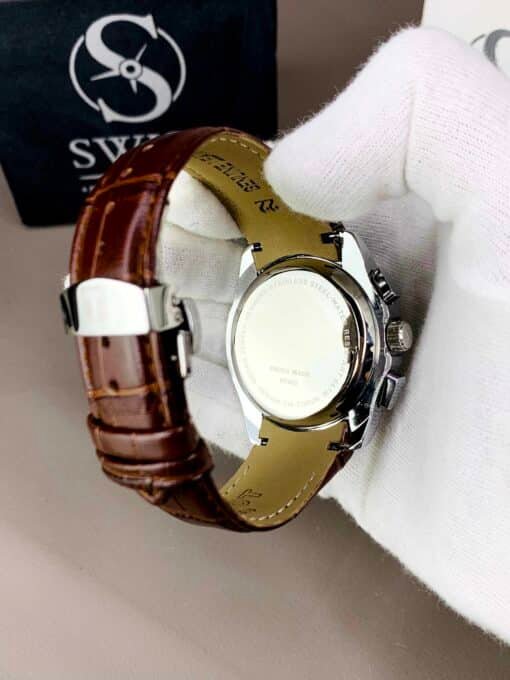 White Dial With Rose Gold Case With Brown Strap - Image 7